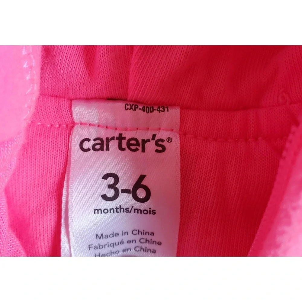 Carter's Puffer Snowsuit Girls 3-6 Months Pink Flamingo Hooded Fleece Costume